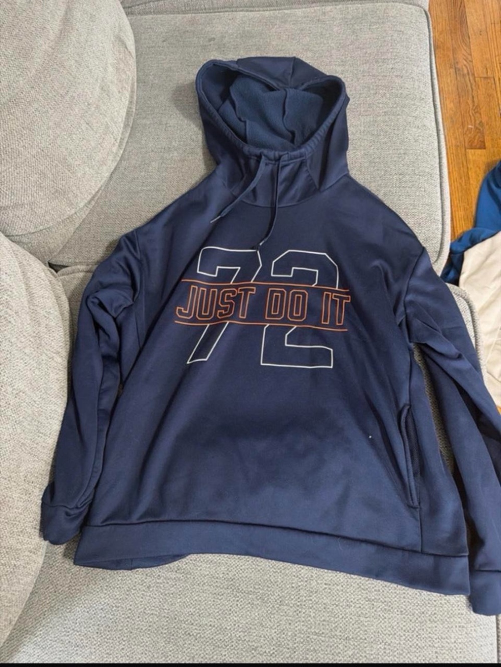 Nike boys Navy Hoodie with 'Just Do It' 72 Graphic